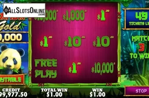 Win Screen . Panda Gold Scratchcard from Pragmatic Play