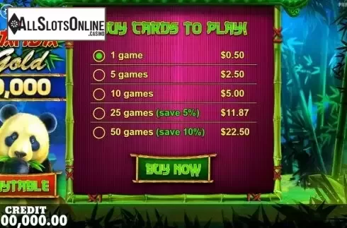 Start Screen. Panda Gold Scratchcard from Pragmatic Play