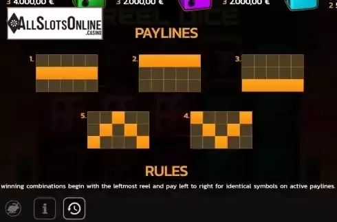 Paylines screen