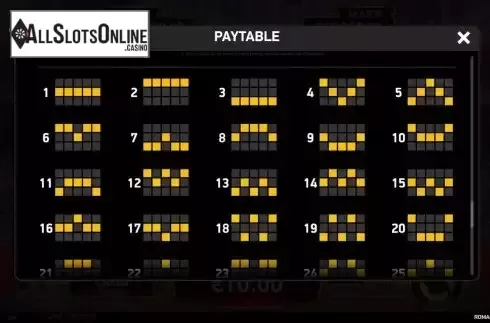 Paylines screen