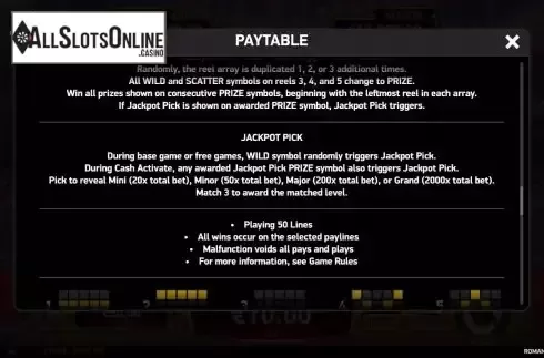 Jackpot pick screen