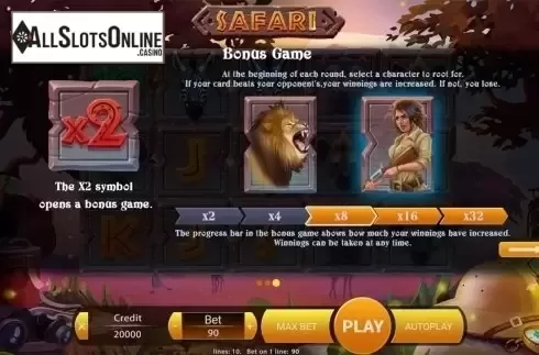 Paytable 3. Safari (X Play) from X Play