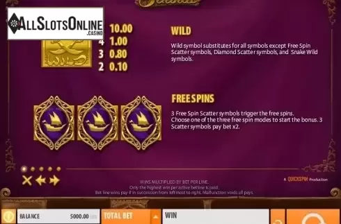 Paytable 1. Sinbad (Quickspin) from Quickspin