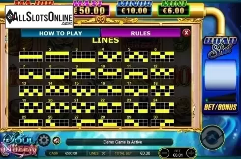 Paylines. Soul Queen Quad Shot from Ainsworth