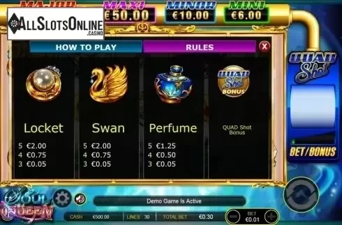 Paytable 2. Soul Queen Quad Shot from Ainsworth
