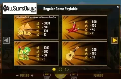 Pay Table screen