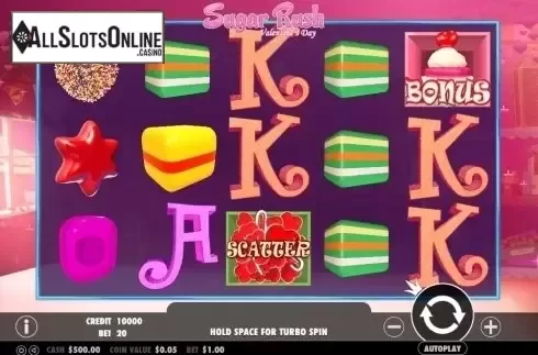 Game Workflow screen. Sugar Rush Valentine's Day from Pragmatic Play