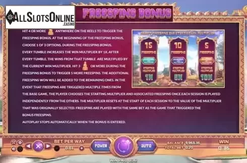 FS Bonus screen