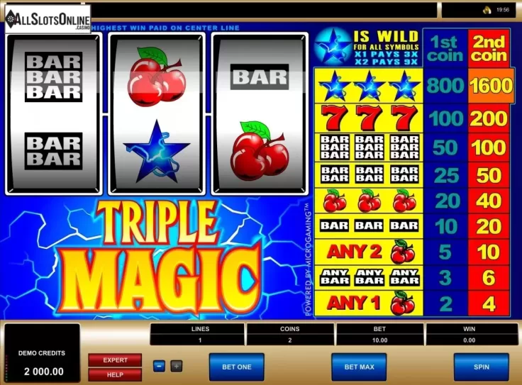 Reels screen. Triple Magic from Microgaming
