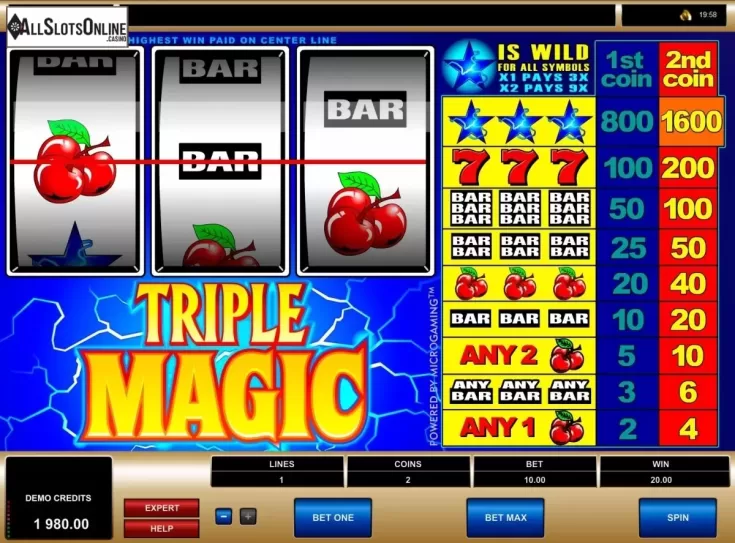 Win screen. Triple Magic from Microgaming