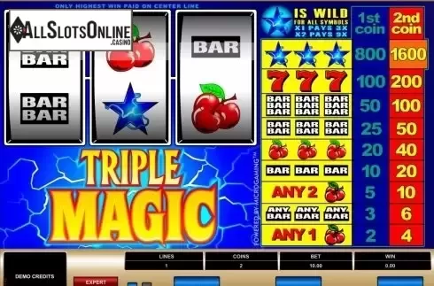 Reels screen. Triple Magic from Microgaming