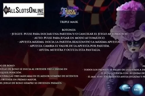 Paytable 2. Triple Mask from R. Franco