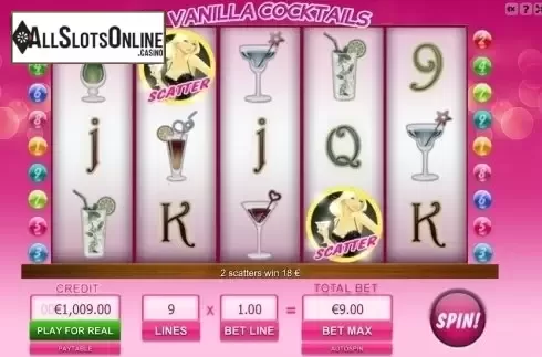 Win screen. Vanilla Cocktails from Viaden Gaming