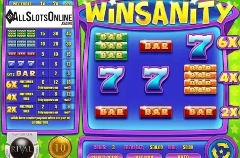 Reel Screen. Winsanity from Rival Gaming