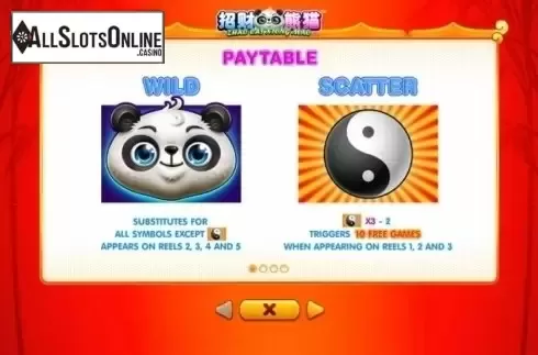 Paytable 1. Zhao Cai Xiong Mao from Skywind Group