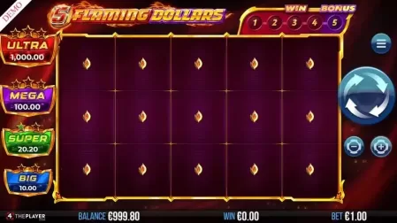5 Flaming Dollars slot screenshot 1