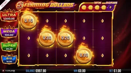 5 Flaming Dollars slot screenshot 3