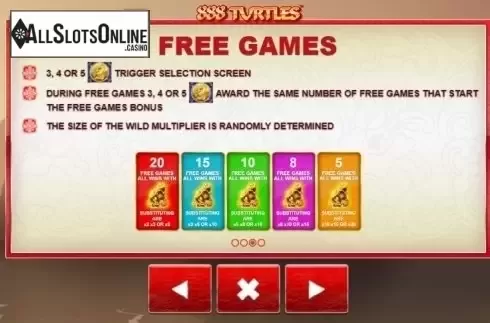 Paytable 3. 888 Turtles from Skywind Group