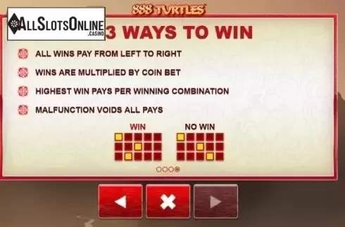 Paytable 4. 888 Turtles from Skywind Group