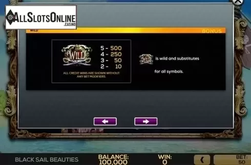 Paytable 3. Black Sail Beauties from High 5 Games