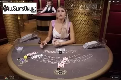 Game Screen. Blackjack Platinum VIP from Evolution Gaming