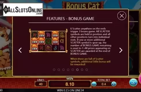 Bonus Game screen