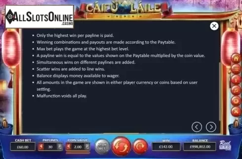 Game Rules 2. Caifu Laile from ReelNRG