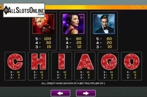 Paytable 2. Chicago The Musical from High 5 Games