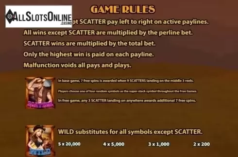 Paytable 3. Cowboys from KA Gaming