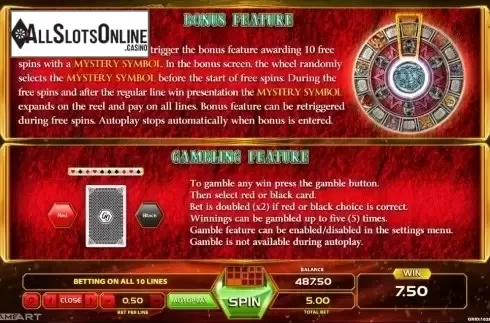Paytable 2. Crystal Mystery from GameArt