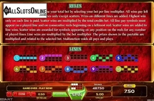 Paytable 3. Crystal Mystery from GameArt