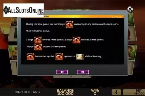 Paytable 2. Dino Dollars from High 5 Games