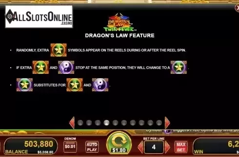 Dragon's Law feature screen