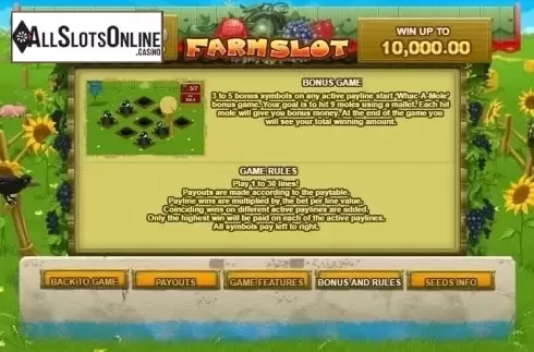 Paytable 3. Farm Slot from GamesOS