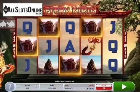 Win Screen. Fiery Kirin from 2by2 Gaming