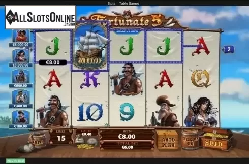 Wild win screen 2. Fortunate Five from Playtech