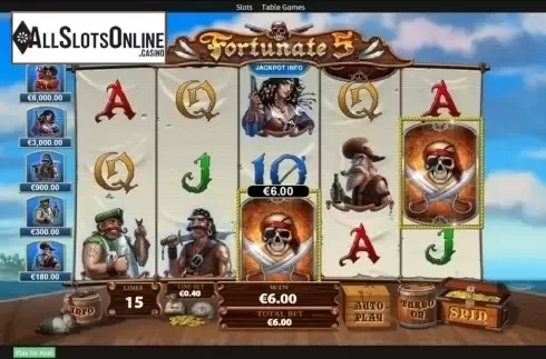 Scatter win screen. Fortunate Five from Playtech