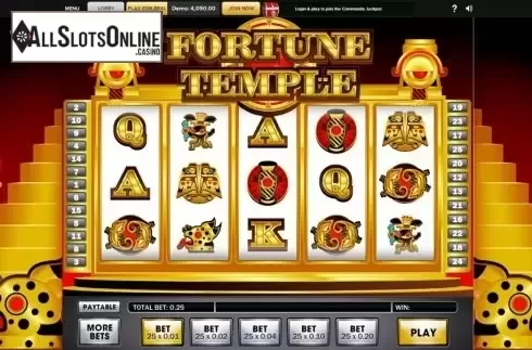 Game Process Screen. Fortune Temple from Gamesys