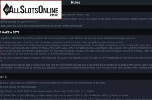 Game rules 1. French Roulette (Evoplay Entertainment) from Evoplay Entertainment