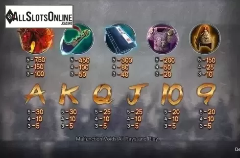 Paytable. God of War from CQ9Gaming
