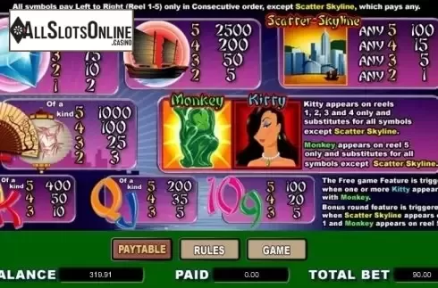 Paytable 1. Jade Idol from Amaya