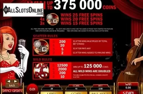 Screen2. Lady in Red from Microgaming