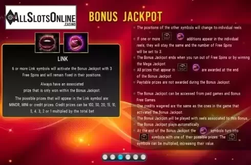 Bonus Jackpot screen
