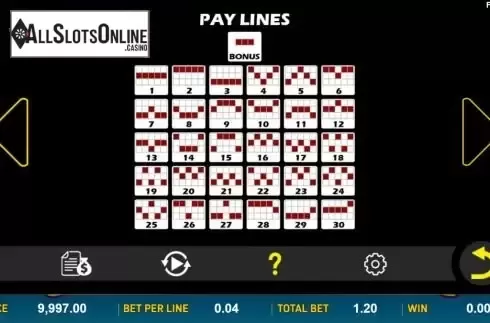 Paylines screen
