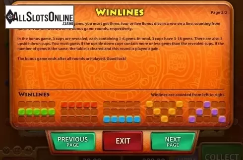 Paylines. Mayan Dice from Air Dice