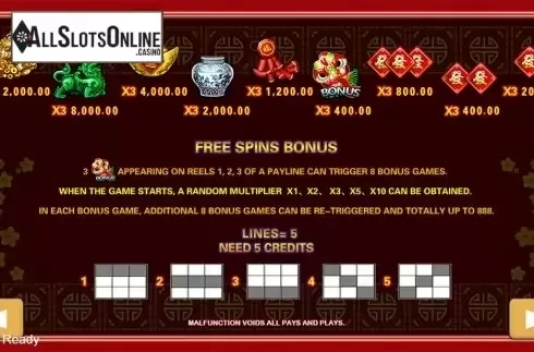 Paytable . Money Come In from PlayStar