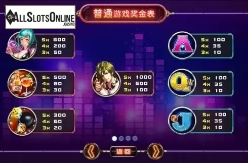 Paytable 1. Night Club (Dream Tech) from Dream Tech