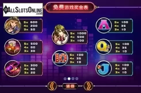 Paytable 2. Night Club (Dream Tech) from Dream Tech