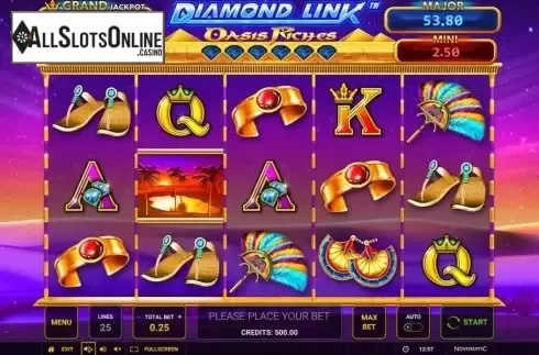 Reel Screen. Oasis Riches Diamond Link from Greentube