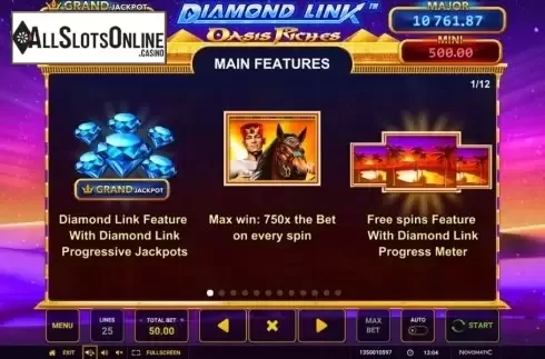 Features 1. Oasis Riches Diamond Link from Greentube